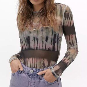 Urban Outfitters rare Surf Tie-Dye Sheer Mesh see-through muted top Small